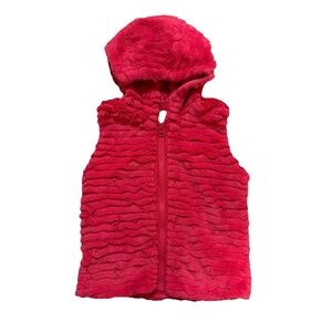 American Widgeon HOT Pink Faux Fur Vest Hooded Girls 6 Soft Fluffy Pockets
